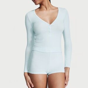 Victoria’s Secret Ribbed Model Henley Set- Lavender- Small